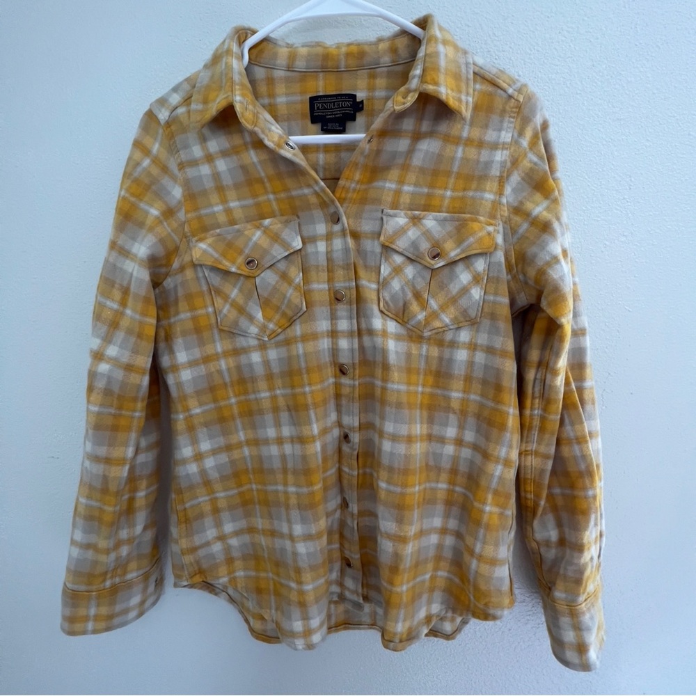 Pendleton Pearl Snap 100% Virgin Wool Plaid Button Up Flannel Top